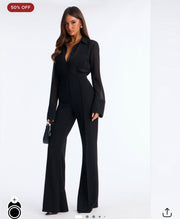 Fashionova lola semi sheer long sleeve jumpsuit