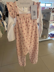 Pointelle Bodysuit & Pink Dungaree Set