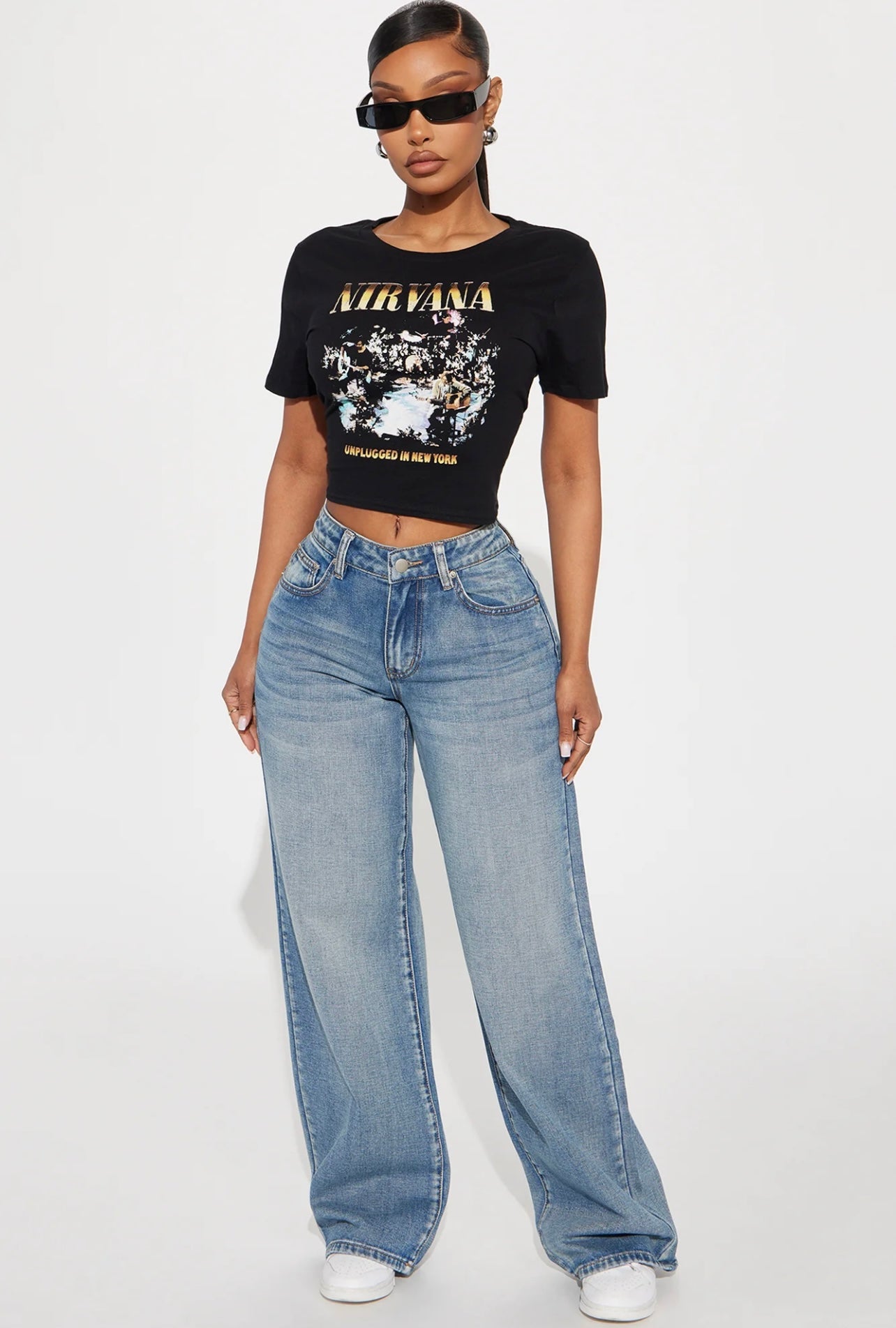 Fashionnova Low Slung Straight Leg Non Stretch Jeans - Medium Wash