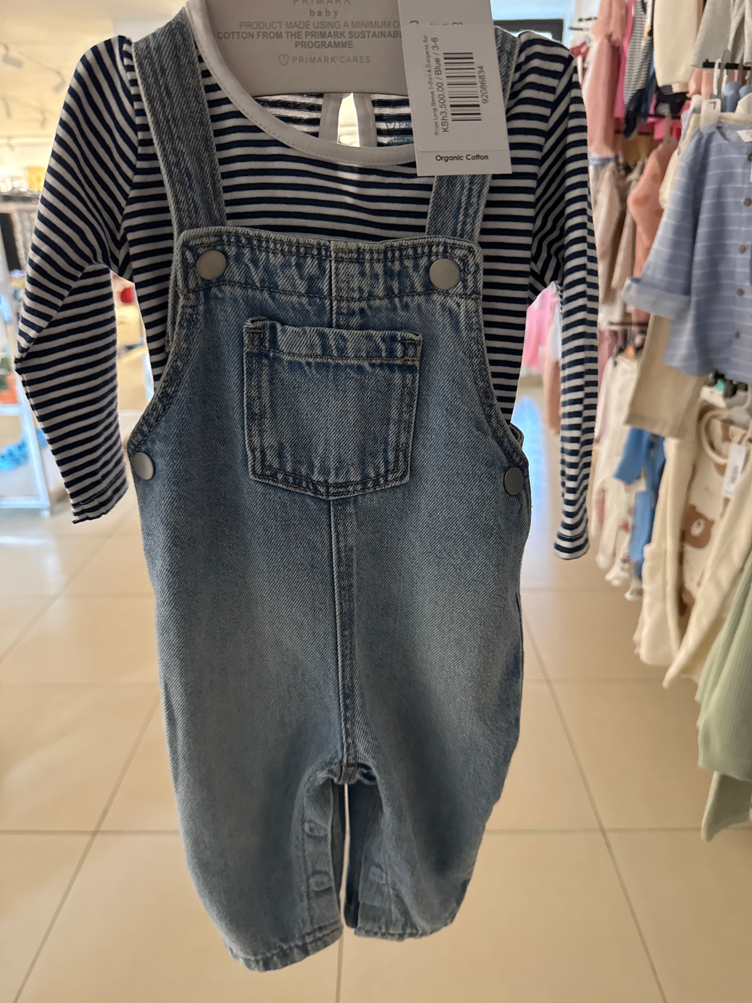 Stripe Long Sleeve T-Shirt & Dungaree Set