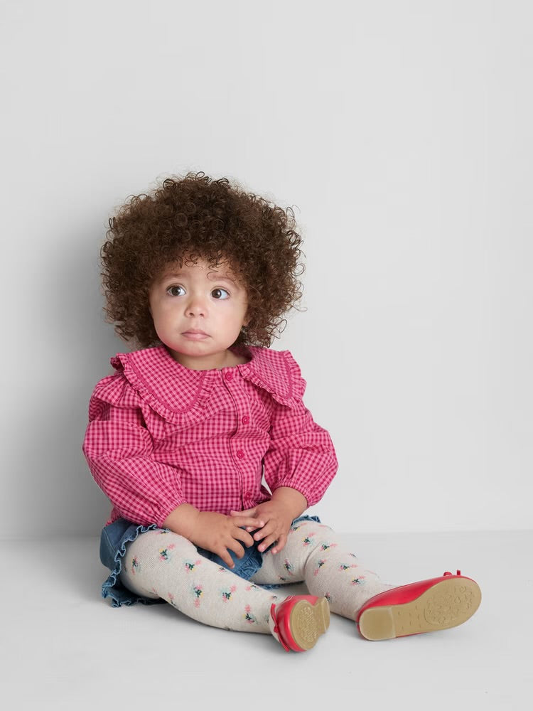 Collared Blouse and Ruffle Shorts Set