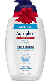 Aquaphor Baby Wash and Shampoo, Unscented Baby Shampoo and Wash, Holiday Gifts, 25.4 Fl Oz Pump Bottle