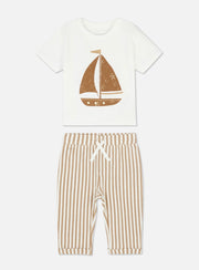 Boat Graphic T-Shirt And Stripe Trouser