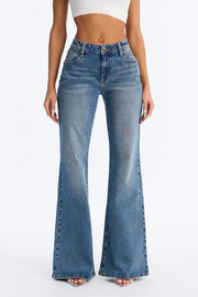 Between Takes Stretch Loose Flare Jeans - Dark Wash.