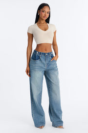 Legendary Striped Waist Adjuster Baggy Jeans