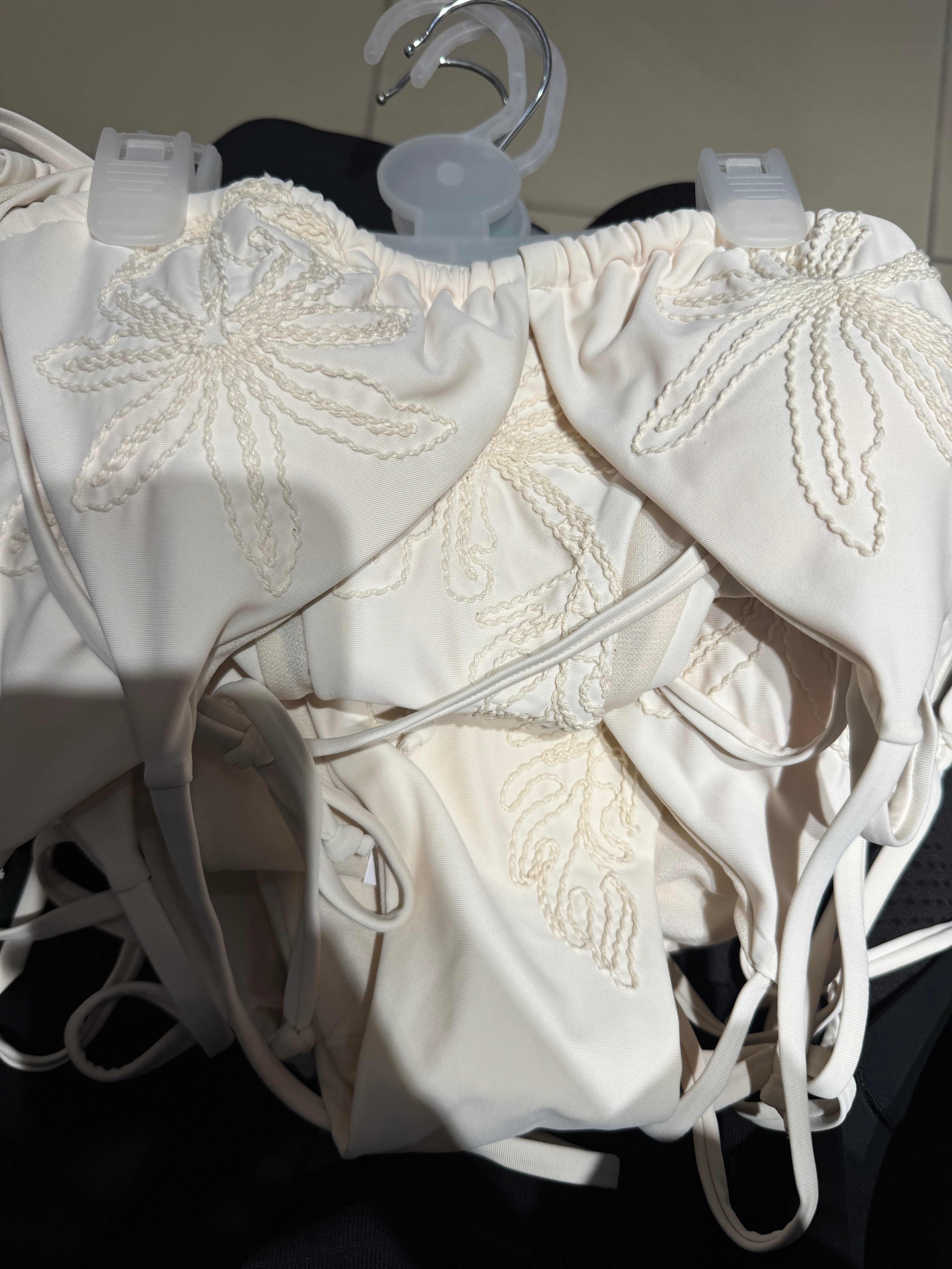 Embroidered Triangle Bikini Set