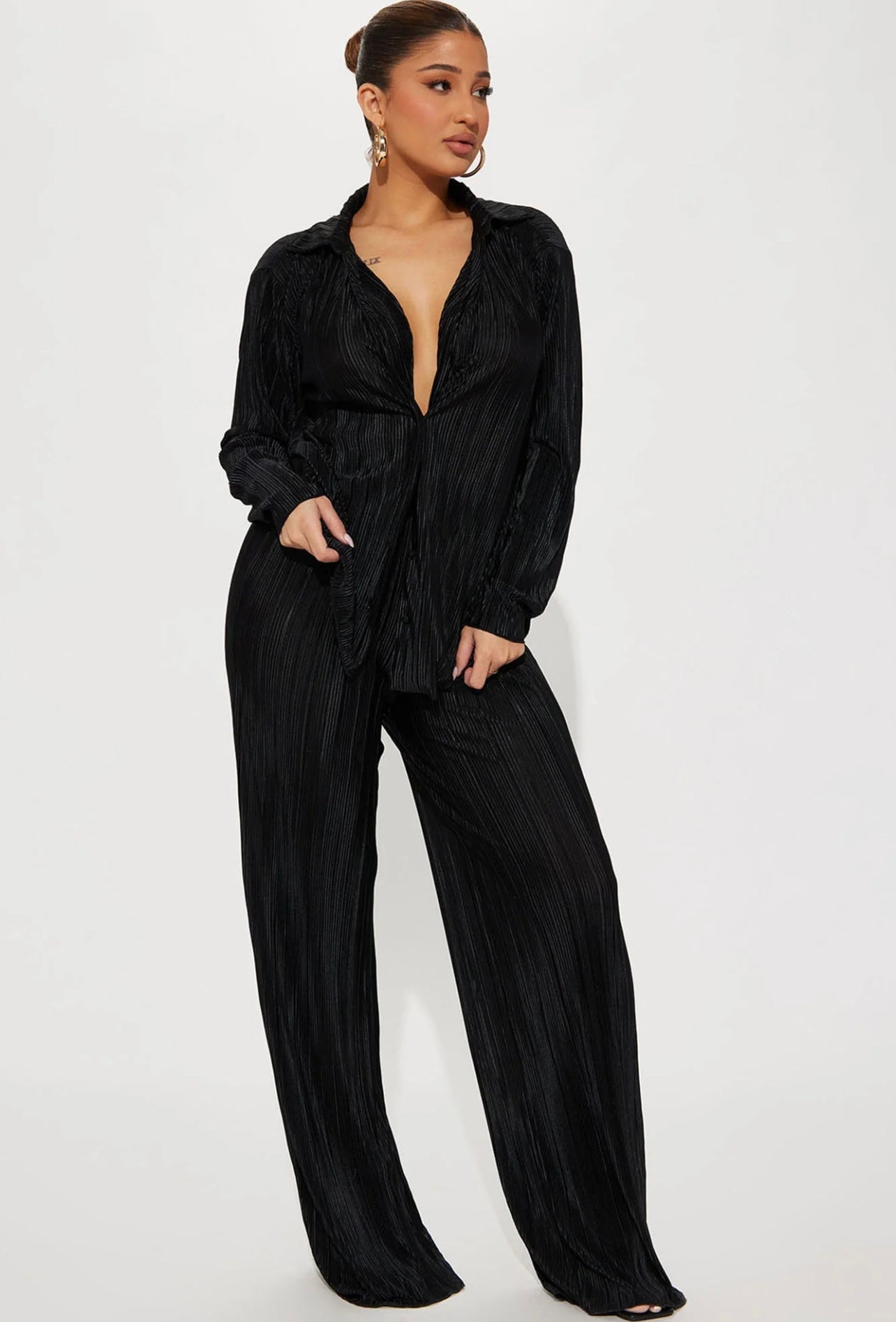 Fashionnova If It Plisse You Pant Set