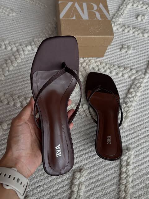 Brown satin kitten heel