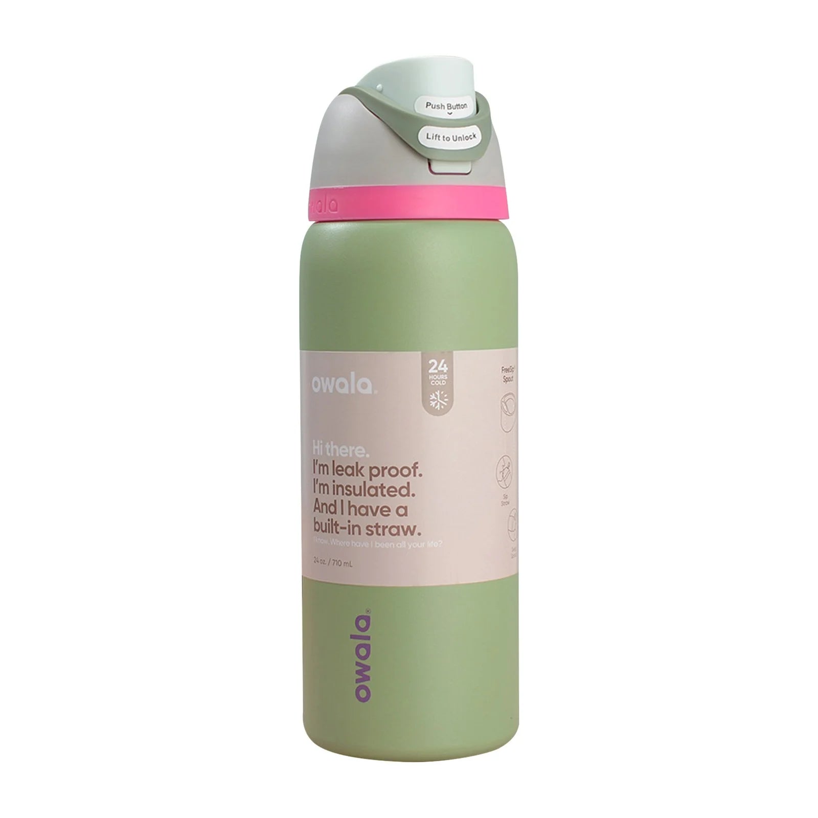 Owala FreeSip 32oz insulated stainless steel water bottle in green color