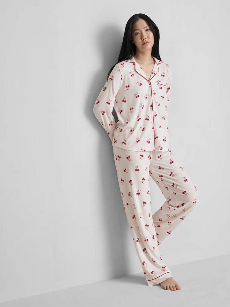 Cherry Printed Boyfriend Pyjamas
