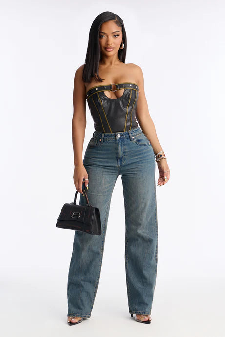 Slim Straight Leg Jeans - Dark Wash