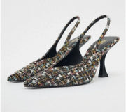 SLINGBACK FABRIC HEELS