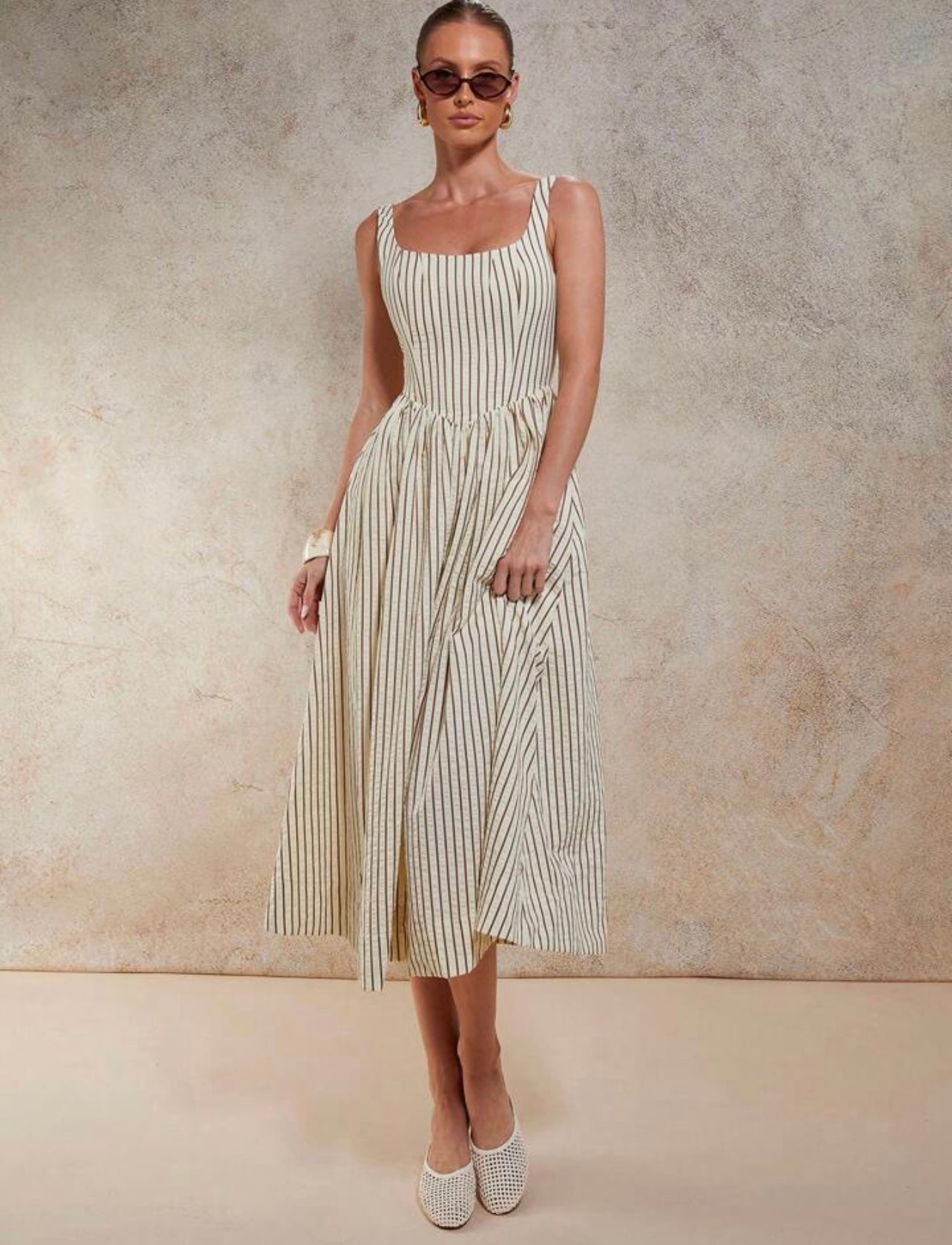 Shein Women Casual Striped Waisted Camisole Dress, Summer