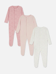3Pk Popper Sleepsuits