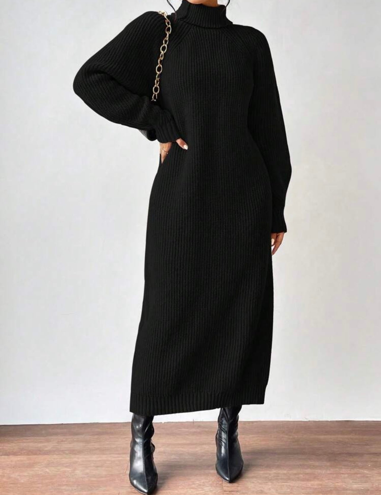 Shein Turtleneck Raglan Sleeve Sweater Dress