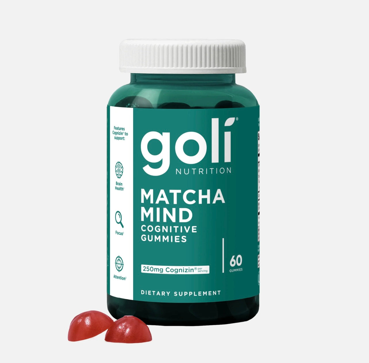 Goli Nutrition Matcha Mind Cognitive Gummies, 60 Count