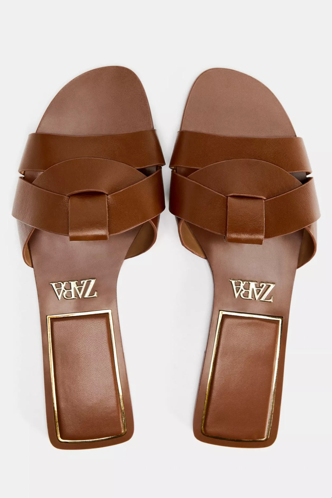 FLAT CRISS-CROSS LEATHER SLIDER SANDALS