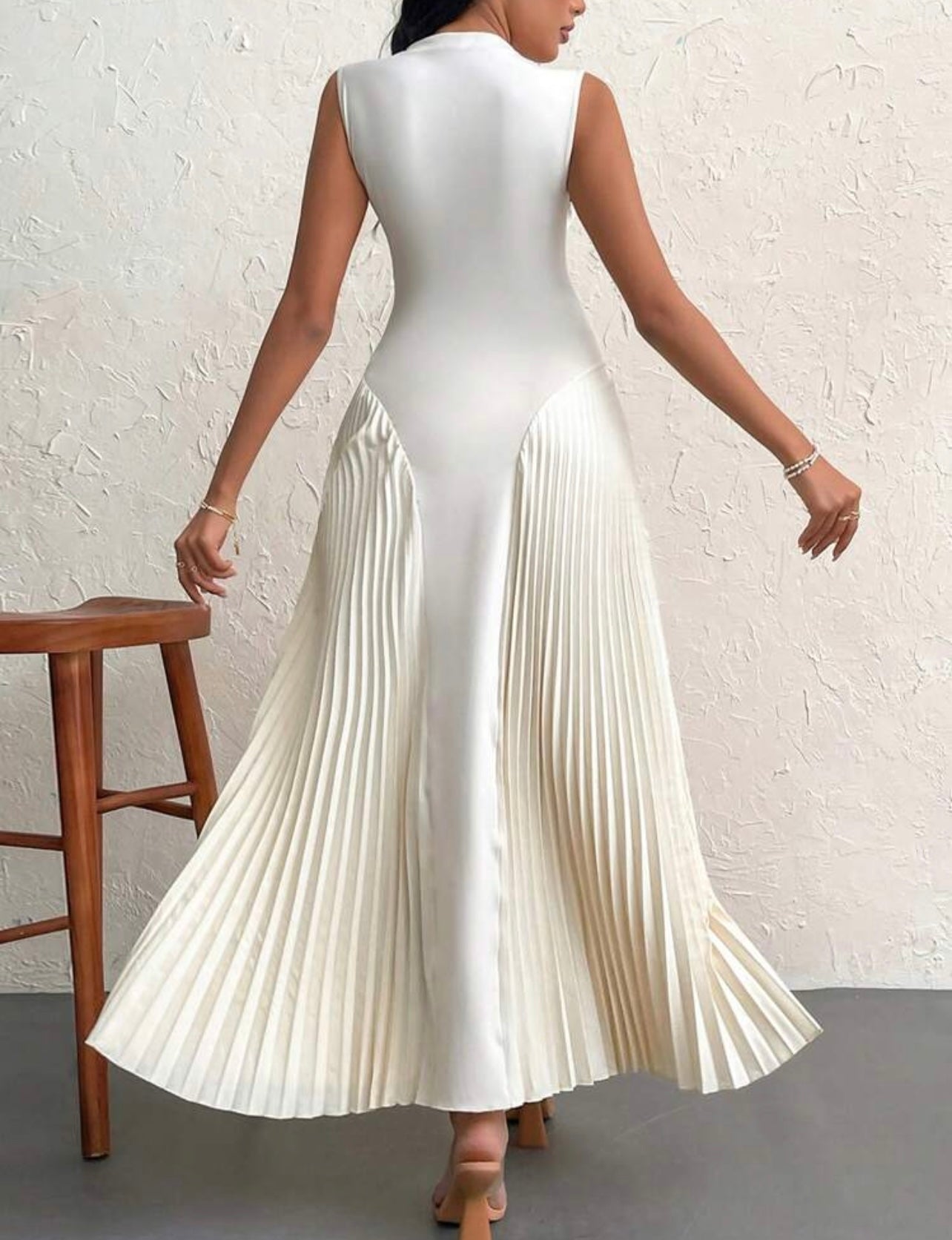 Shein Elegant Pleated Tight Fitting A-Line Dress