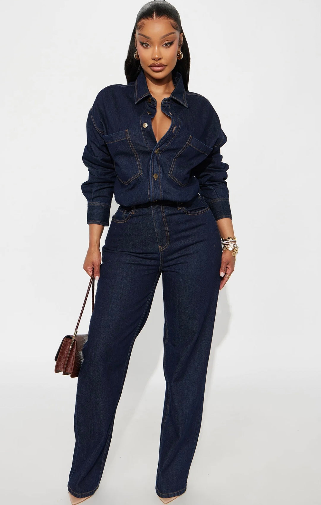 Fashionnova Denim Jumpsuit - Indigo