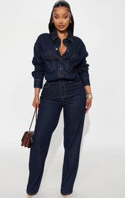 Fashionnova Denim Jumpsuit - Indigo