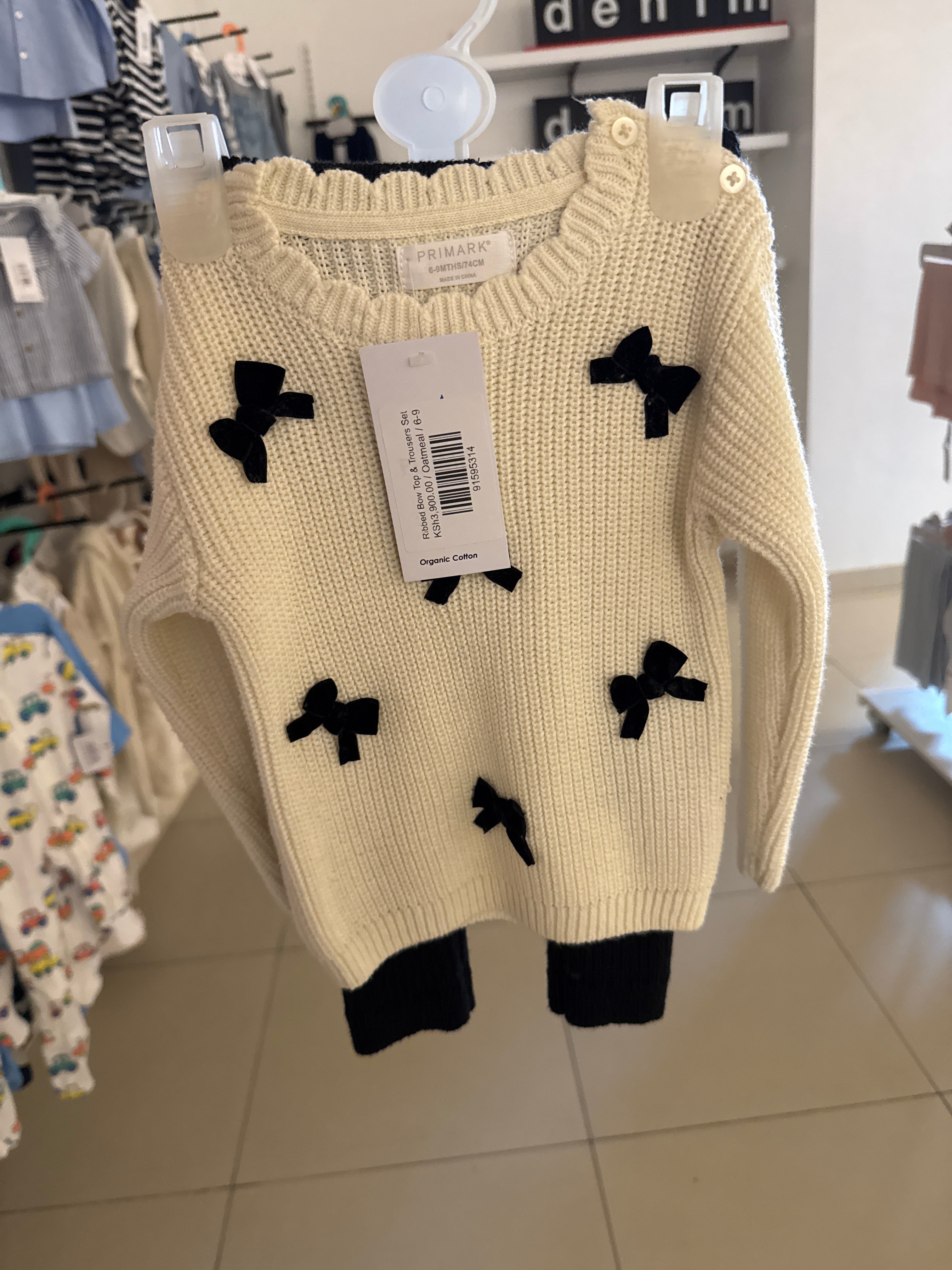 Ribbed Bow Top & Trousers Set