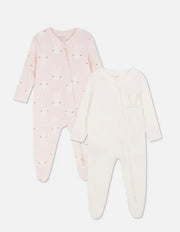 2Pk Bunney Zip-Up Sleepsuit