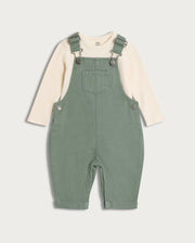 Baby 2-Piece Denim Dungarees and Long Sleeved Bodysuit Set in Green