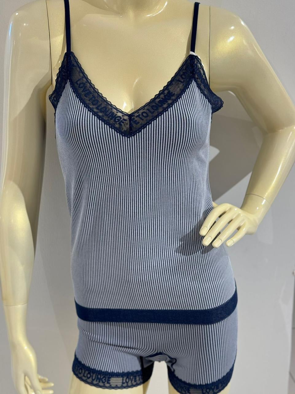 Stripped Lace Pajama Short