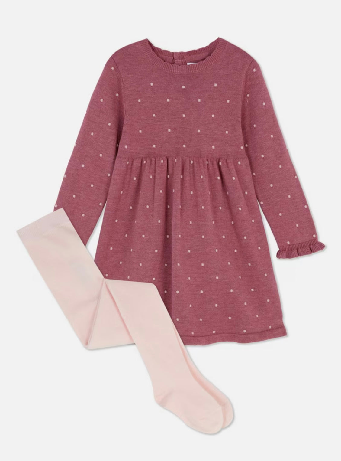Textured Spotted Dress + Tights