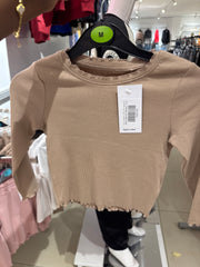 Brown Long Sleeve T-Shirt And Leggings Set