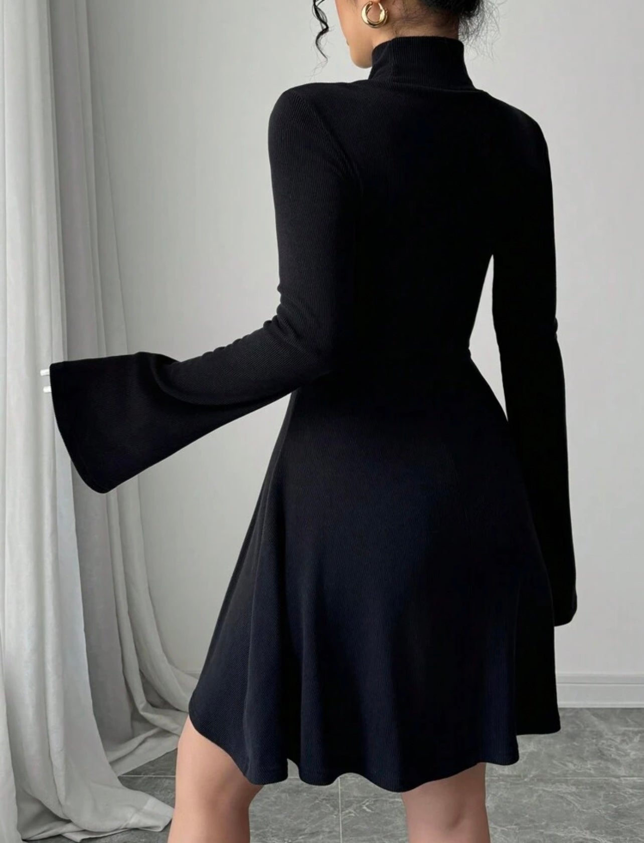 Shein Women's Black Fashion Casual Mid-Length Dress