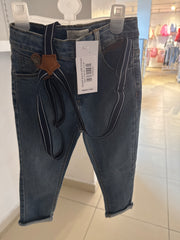 Denim jeans with braces