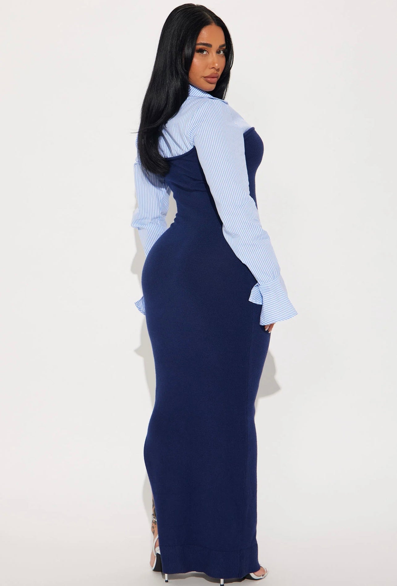 Fashionnova Maya Strip Sweater Maxi Dress