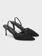 SLINGBACK SHOES WITH EMBROIDERED MESH