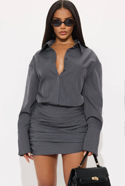 Fashionnova Pinstripe Shirt Mini Dress