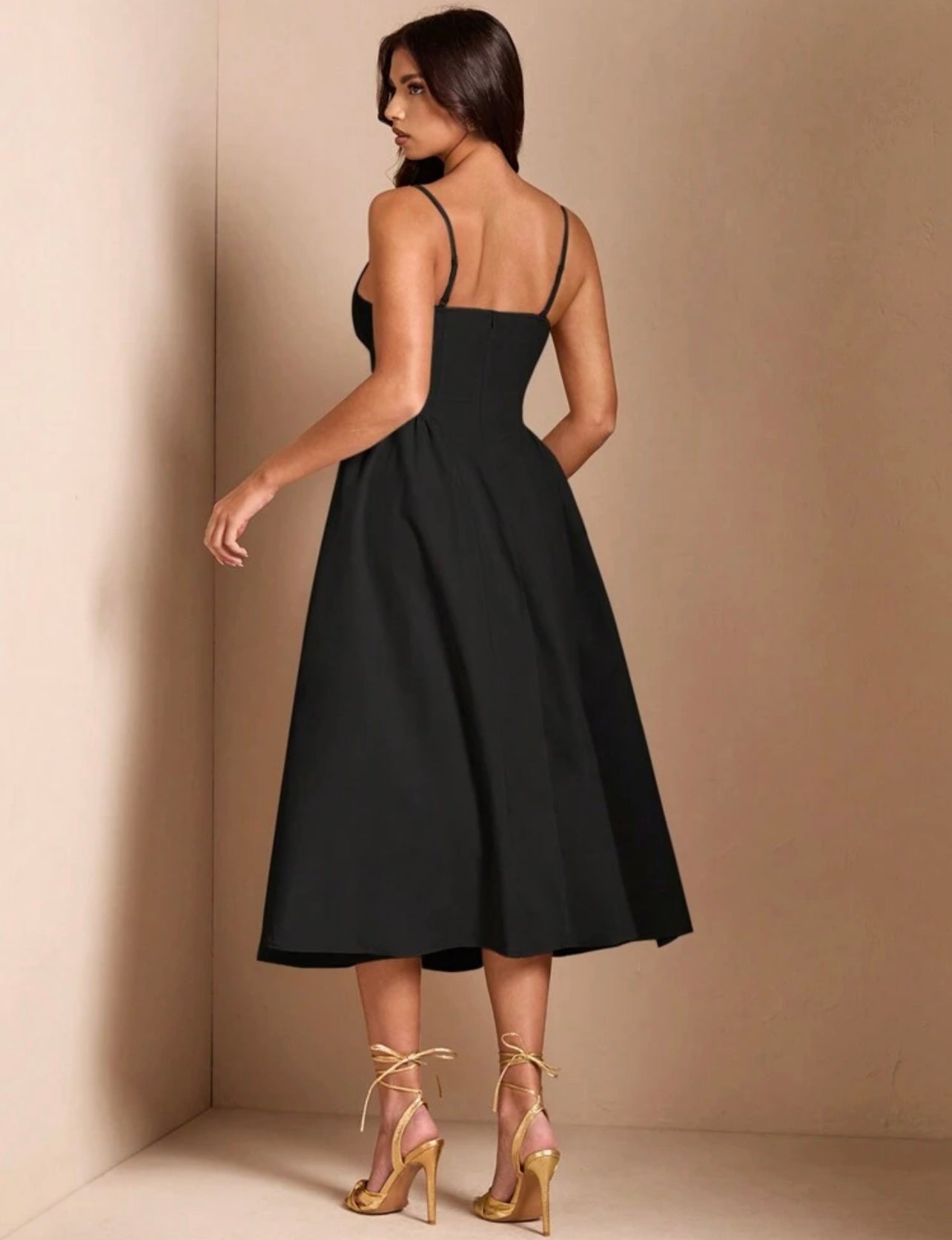 Shein Spaghetti Strap Waist Flared Dress