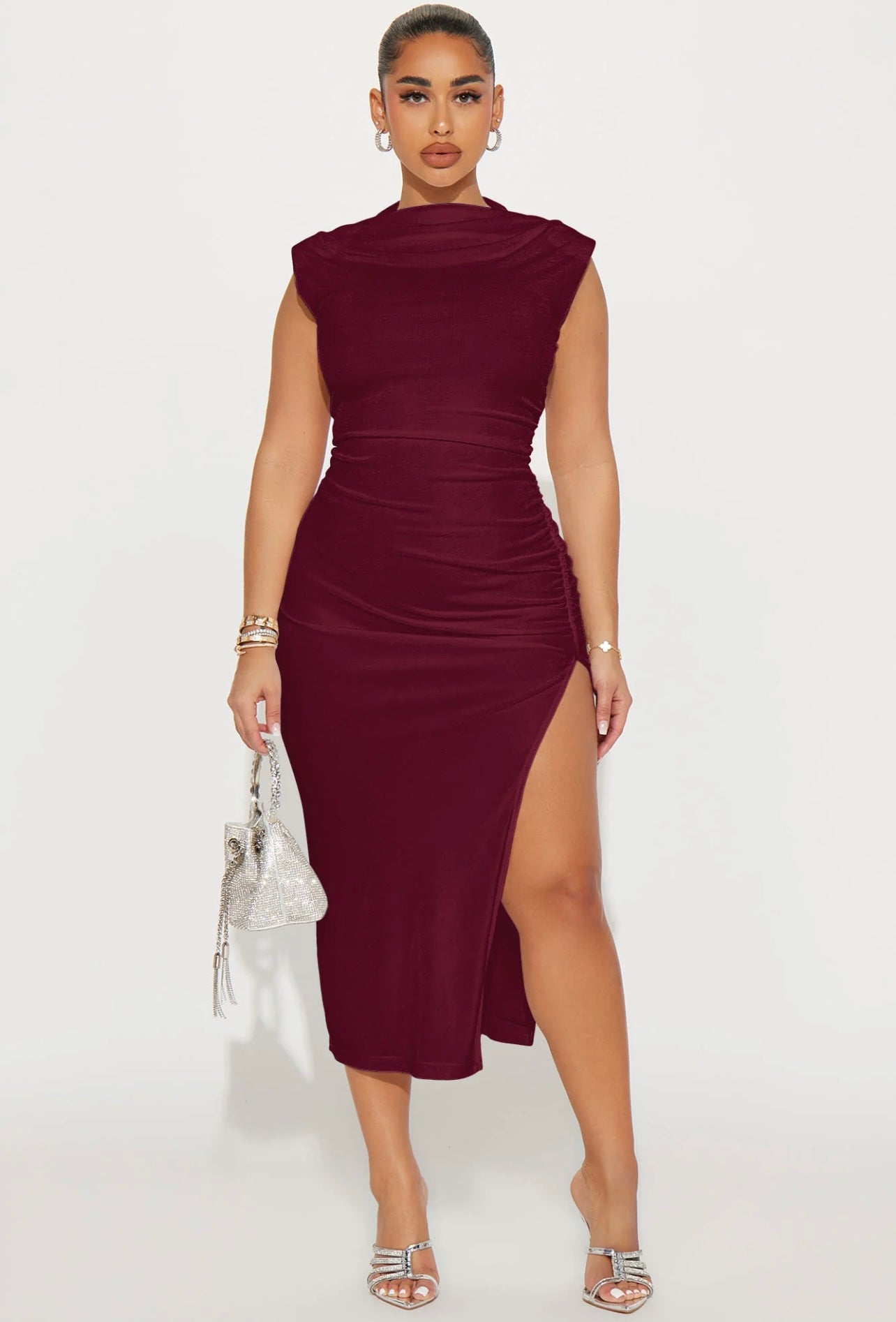 Fashionnova Ruched Midi Dress