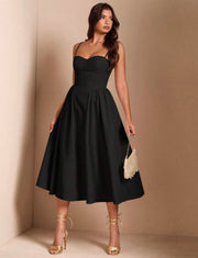 Shein Spaghetti Strap Waist Flared Dress