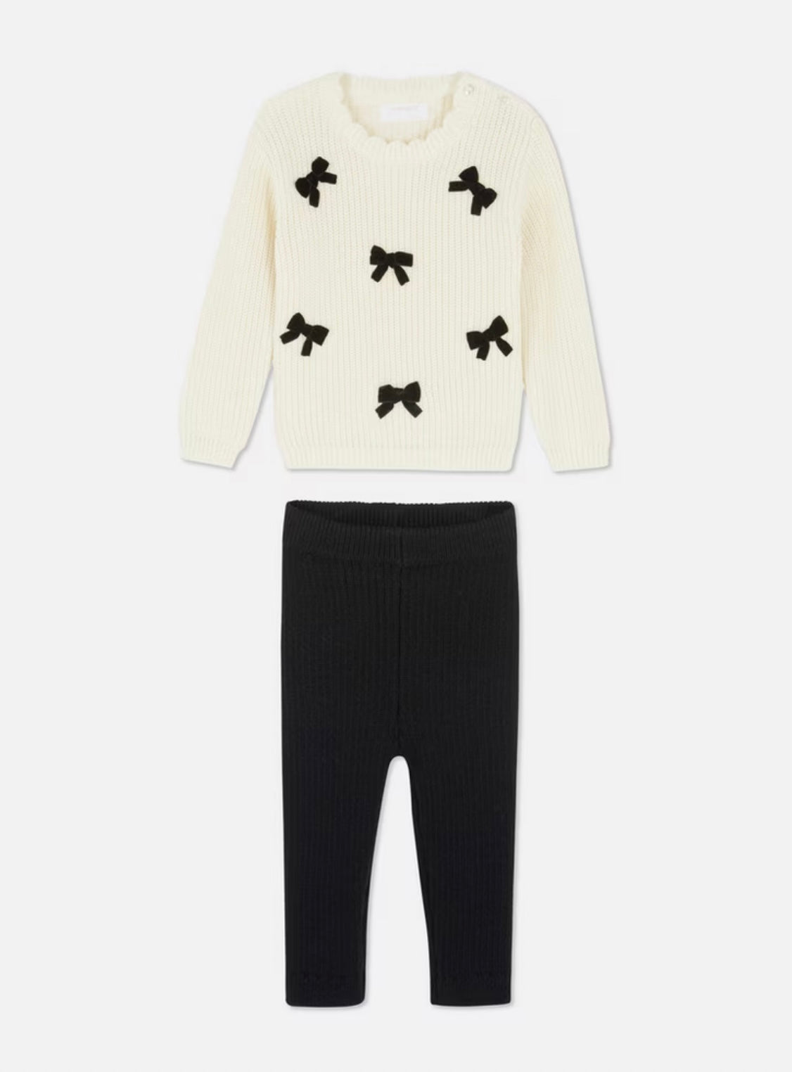 Ribbed Bow Top & Trousers Set