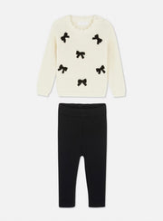 Ribbed Bow Top & Trousers Set