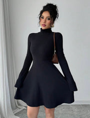 Shein Women's Black Fashion Casual Mid-Length Dress