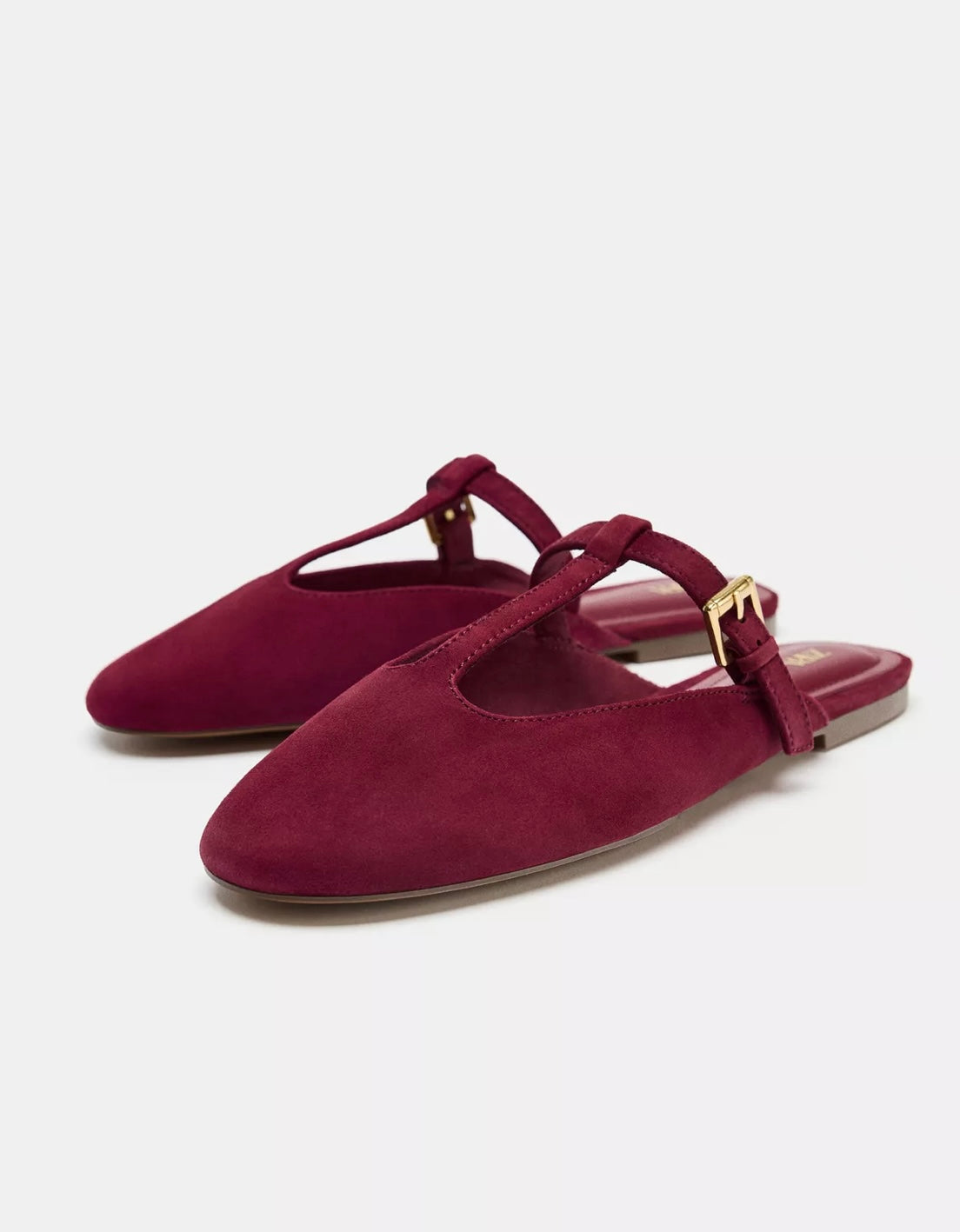 Zara Red mule shoe with a strap and buckle detail