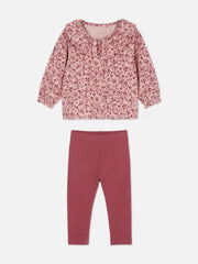 Floral Blouse and Leggings Set