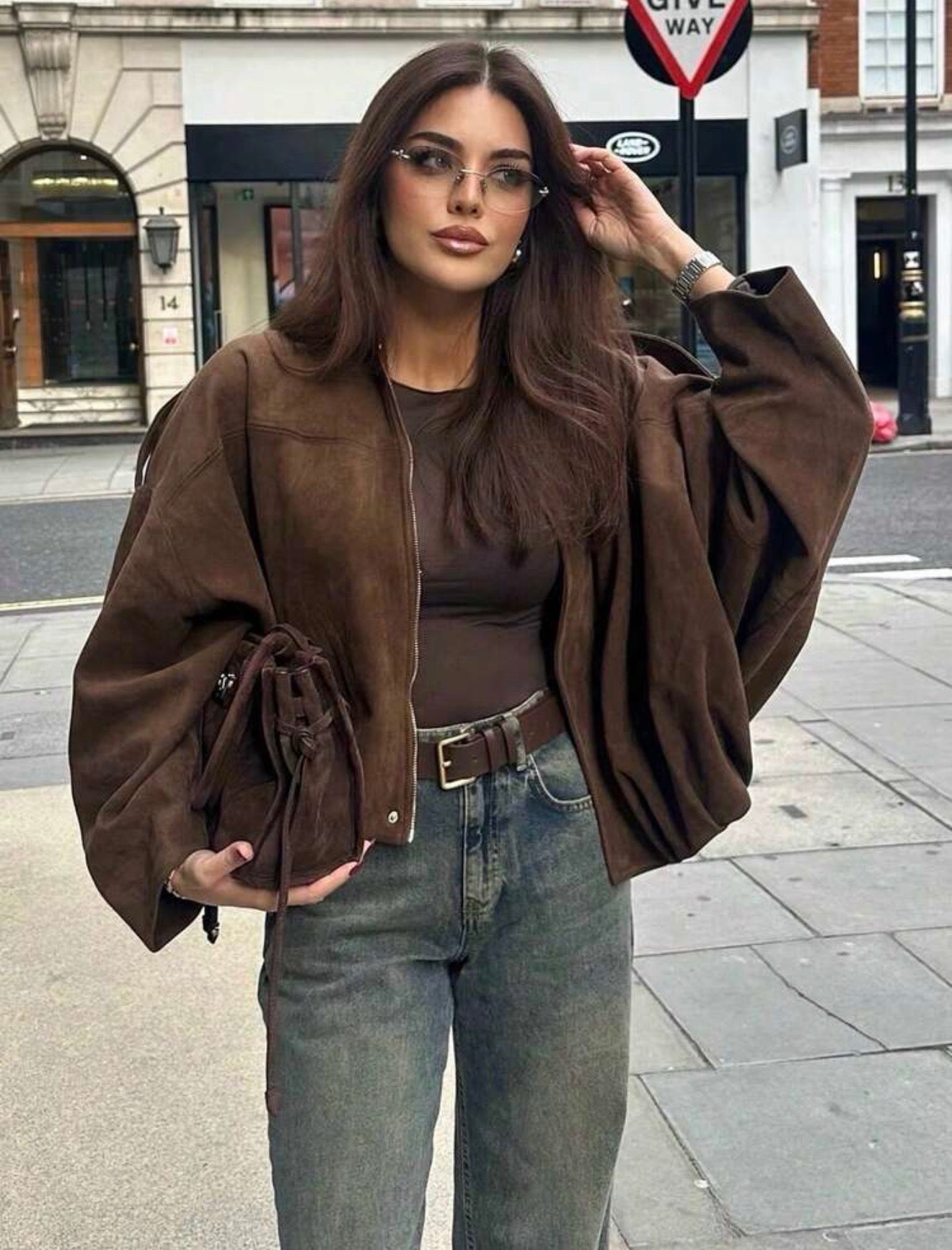Suede Effect Bomber Jacket