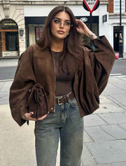 Suede Effect Bomber Jacket