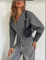 Women Casual Round Neck Solid Color Cardigan, Summer Casual New Versatile Top