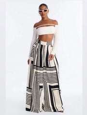 Fashionova Pamela geometric wide leg pant