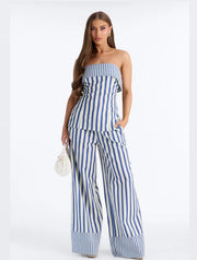 Fashionnova Ocean views wide leg striped linen pant