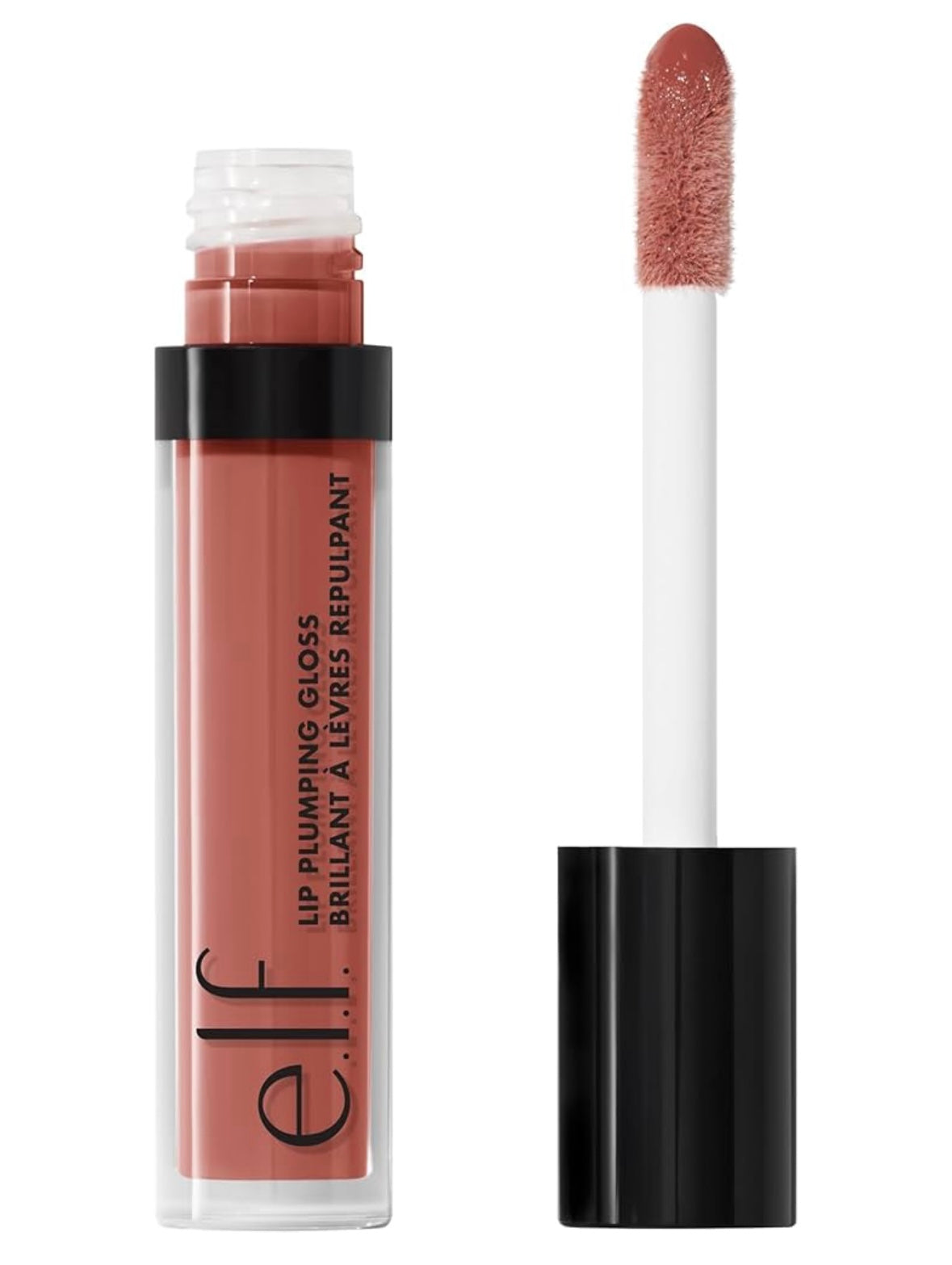 e.l.f. Lip Plumping Gloss, High-Shine Sheer Color, Hydrates & Creates Fuller Lips With Vitamin E, Vegan & Cruelty-Free, Mocha Twist, 0.1 Fl Oz