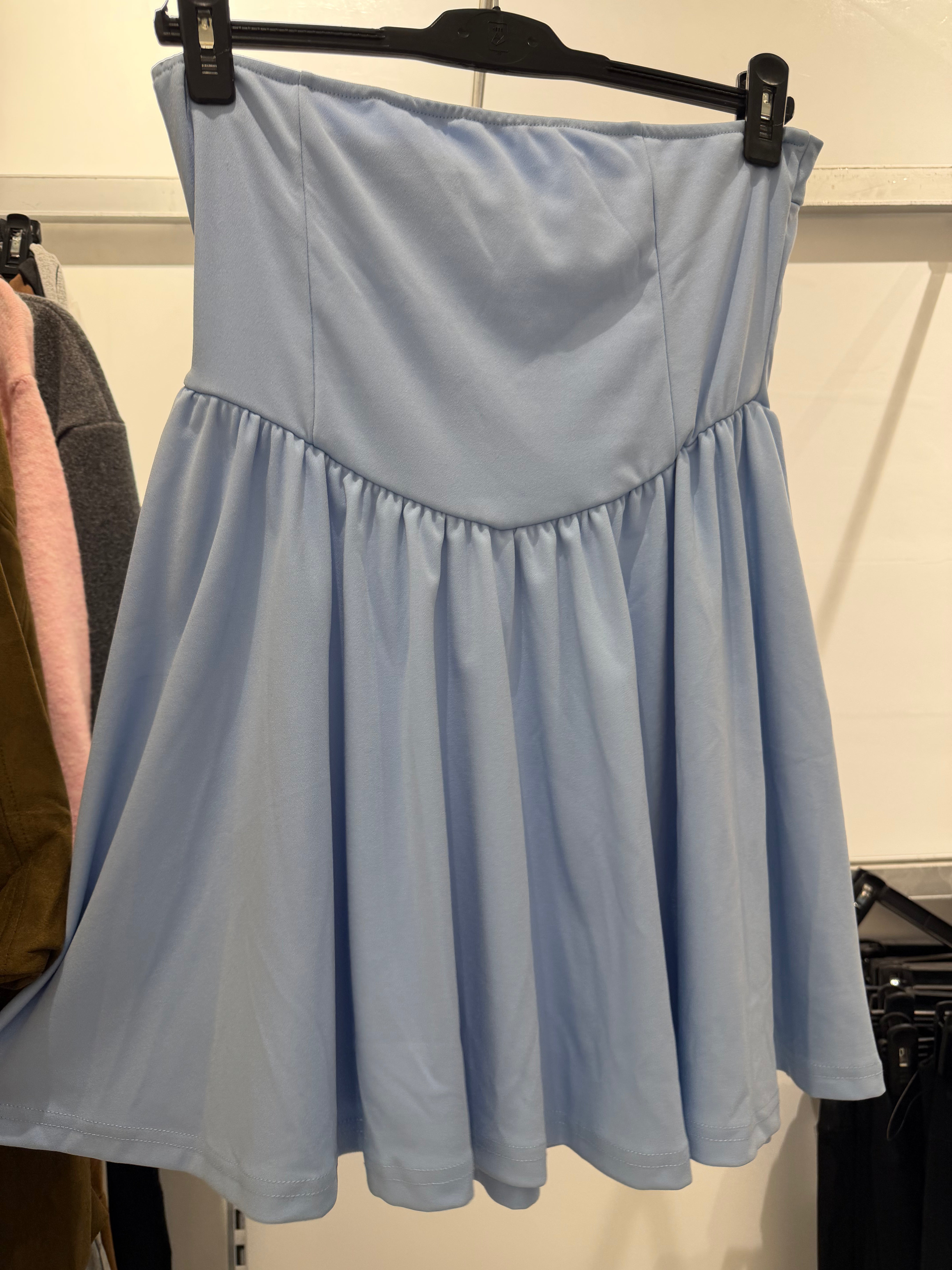 Blue high neck mini dress